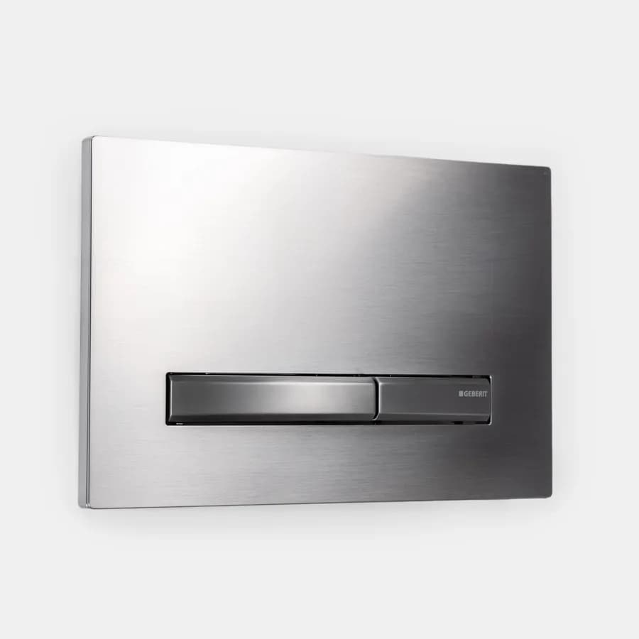 Placca doppio comando cromo spazzolato Geberit per cassette da incasso Geberit - Sigma50 square