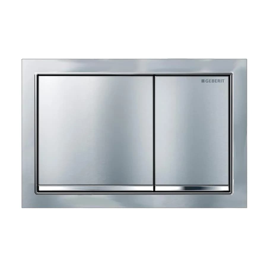 Placca doppio tasto filo parete + cornice Geberit Omega60 cromo spazzolato