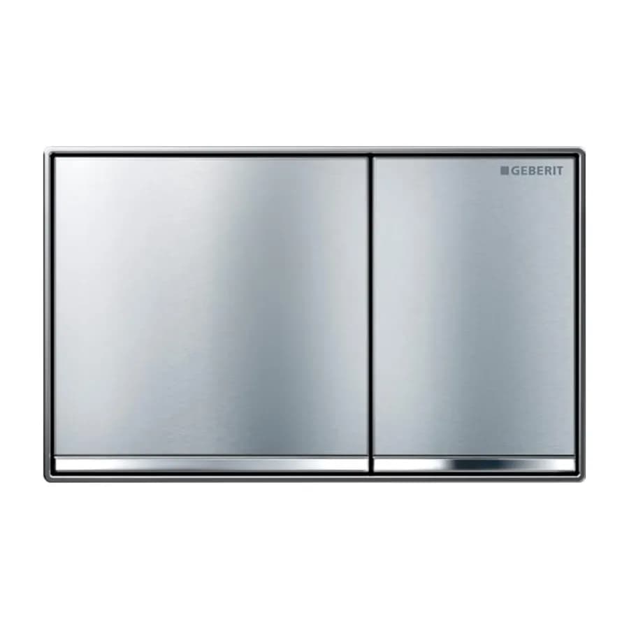 Placca doppio tasto filo parete + cornice Geberit Omega60 cromo spazzolato