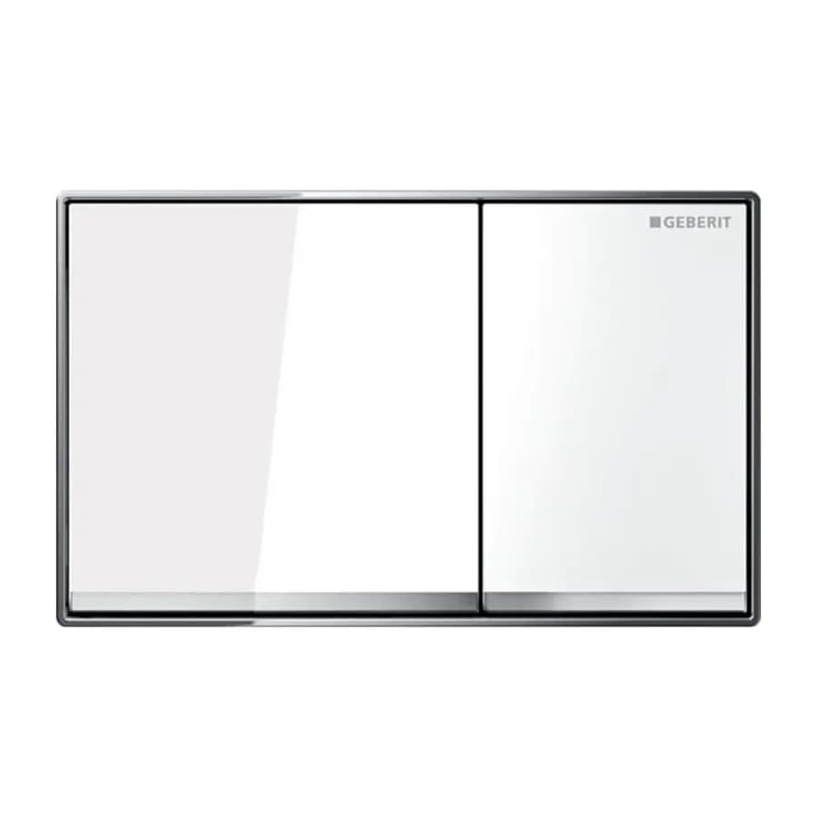Placca doppio tasto filo parete Geberit vetro bianco - Omega60 square