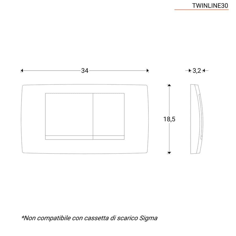 Placca doppio tasto cromo lucido - satinato compatibile con cassetta di riscacquo Twinline - Twinline30 Geberit