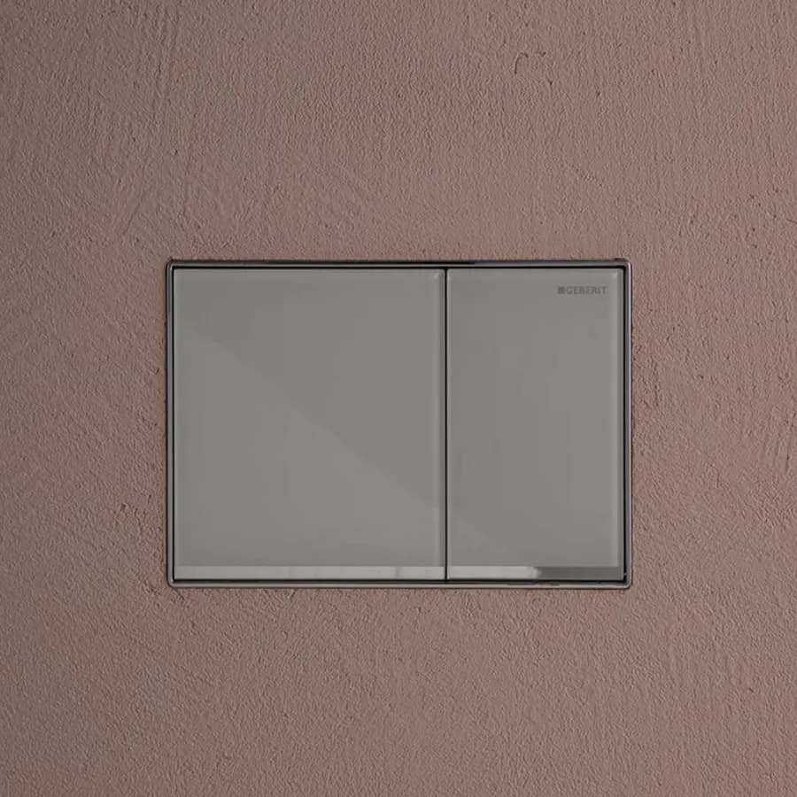 Placca doppio tasto filo parete vetro grigio sabbia - Omega60 square