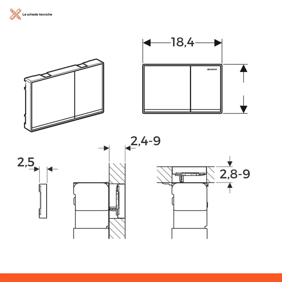 Placca doppio tasto filo parete vetro grigio sabbia - Omega60 square