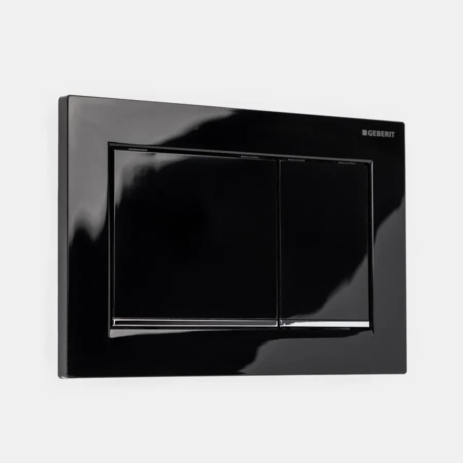 Placca doppio tasto Geberit nero-cromo - Omega20 square