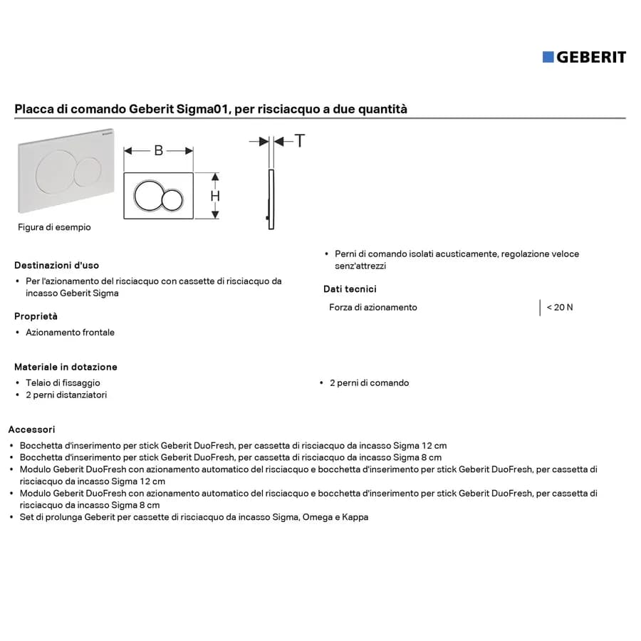 Placca doppio tasto Geberit satinato-cromato - Sigma01 Round