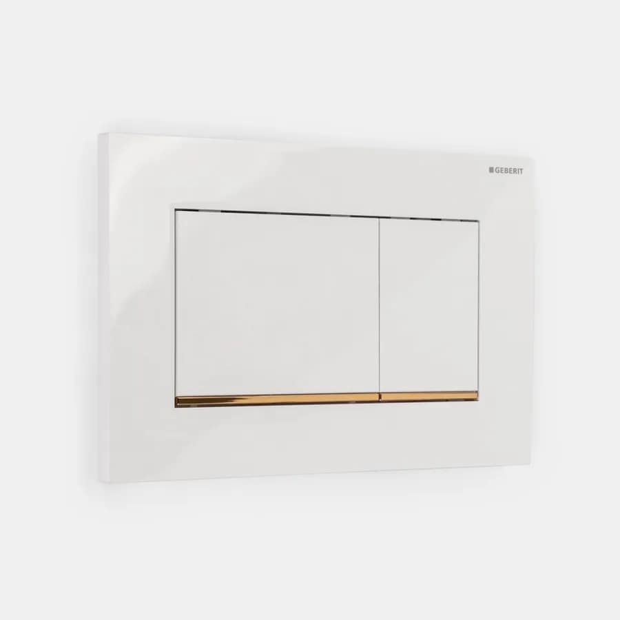 Placca doppio tasto Geberit bianco-oro - Sigma20 square