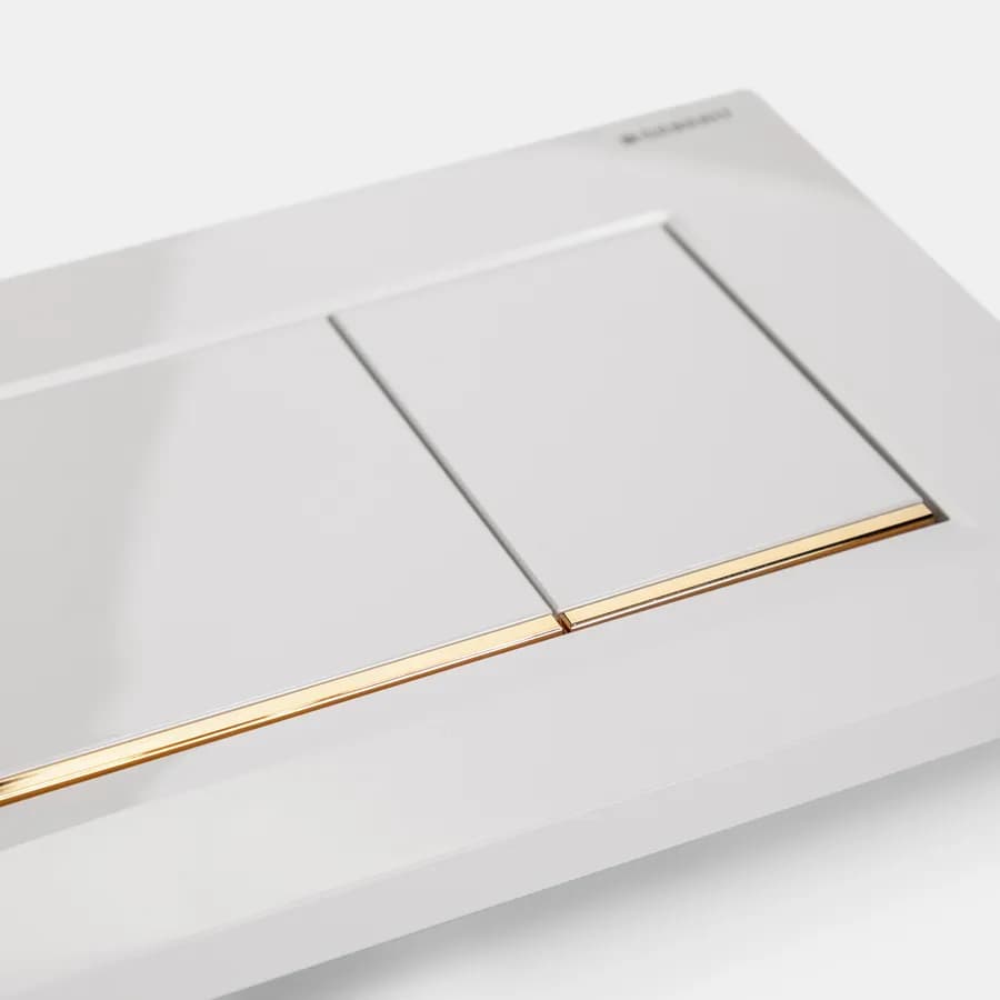 Placca doppio tasto Geberit bianco-oro - Sigma20 square