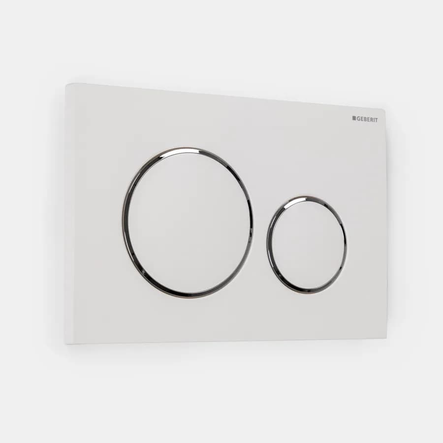 Placca Geberit bianco opaco con doppio tasto per cassetta di scarico Sigma8 - Sigma20 round