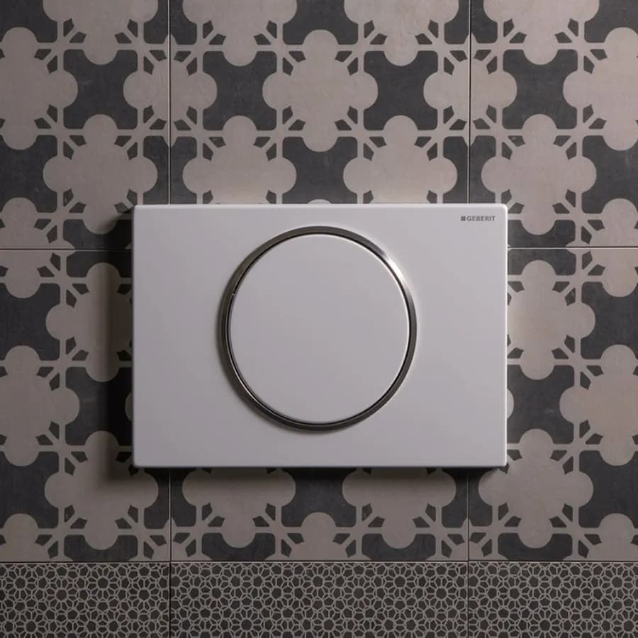 Placca monocomando Geberit acciaio inox bianco opaco - Sigma10 round