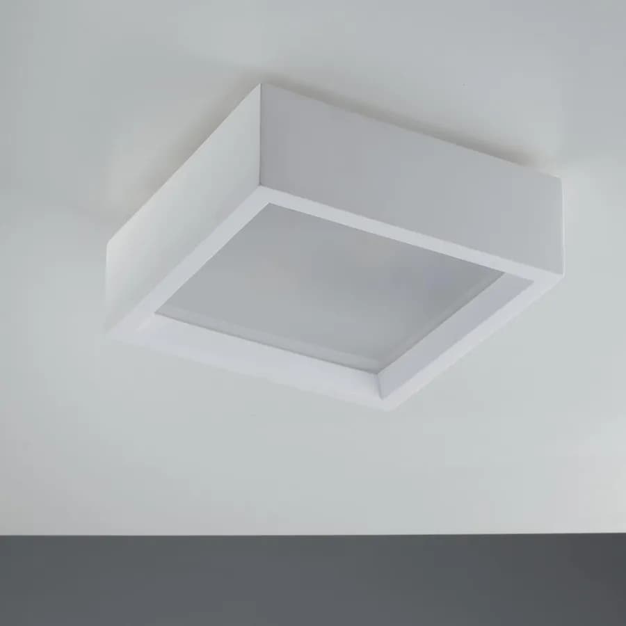 Plafoniera 25x25 cm in gesso bianco verniciabile