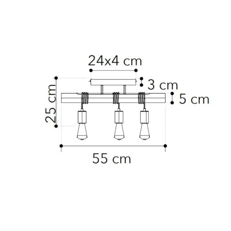 Plafoniera 55 cm in metallo bianco e sostegni in legno