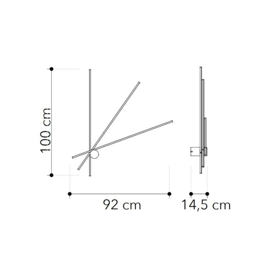 Plafoniera a luce calda 92 cm in alluminio nero goffrato