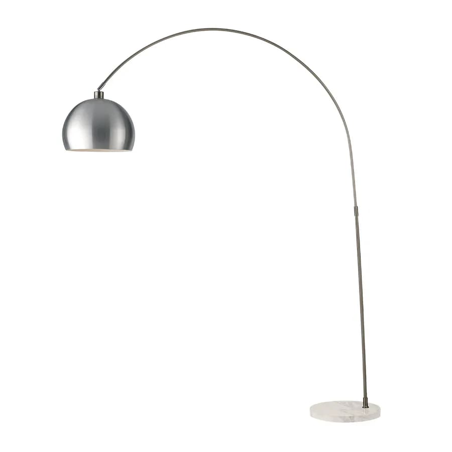 Piantana 200h cm in acciaio nickel e base in marmo