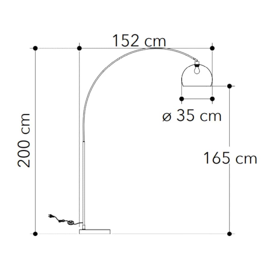 Piantana 200h cm in acciaio nickel e base in marmo