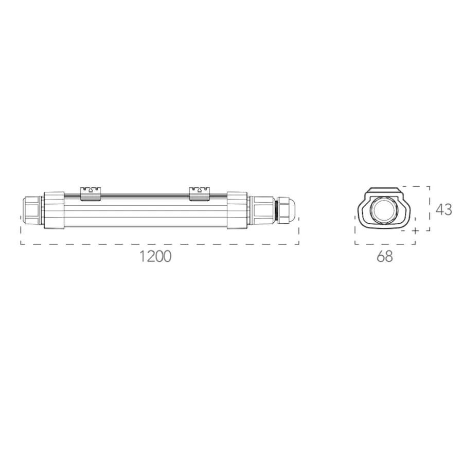 Plafoniera stagna led 120 cm in policarbonato bianco