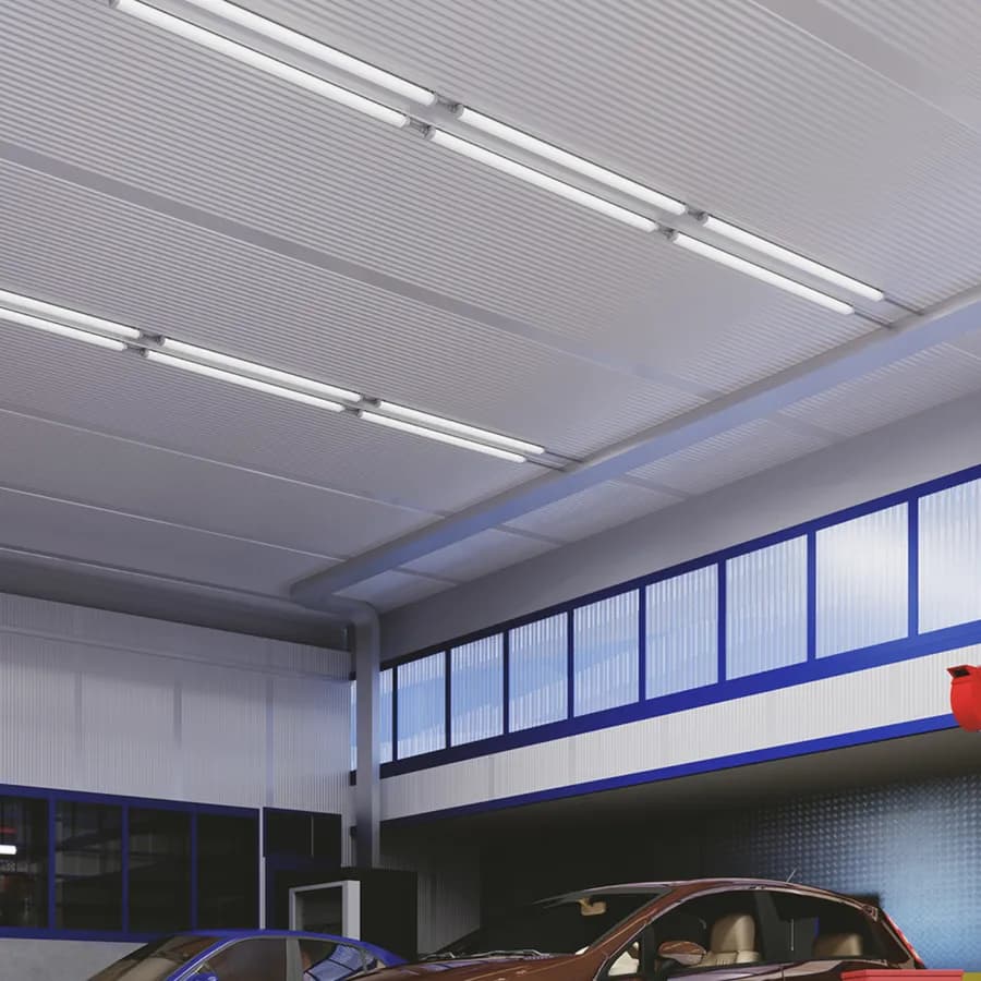 Plafoniera stagna led 150 cm in policarbonato bianco