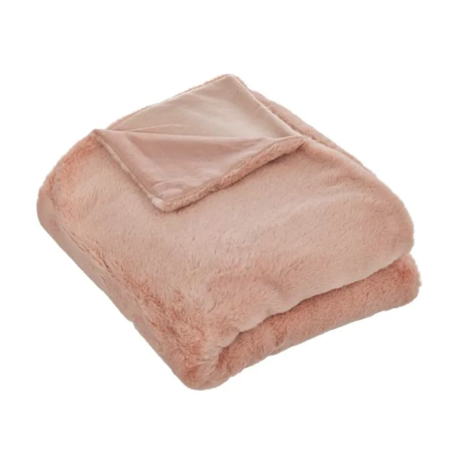 Coperta plaid 150x125 cm in similpelliccia rosa antico - Julien