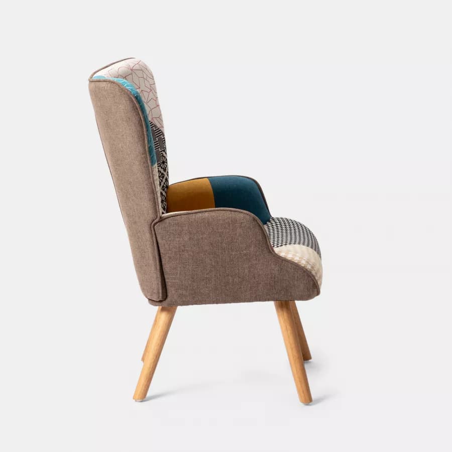 Poltrona scandinava in tessuto patchwork multicolor - Copenaghen