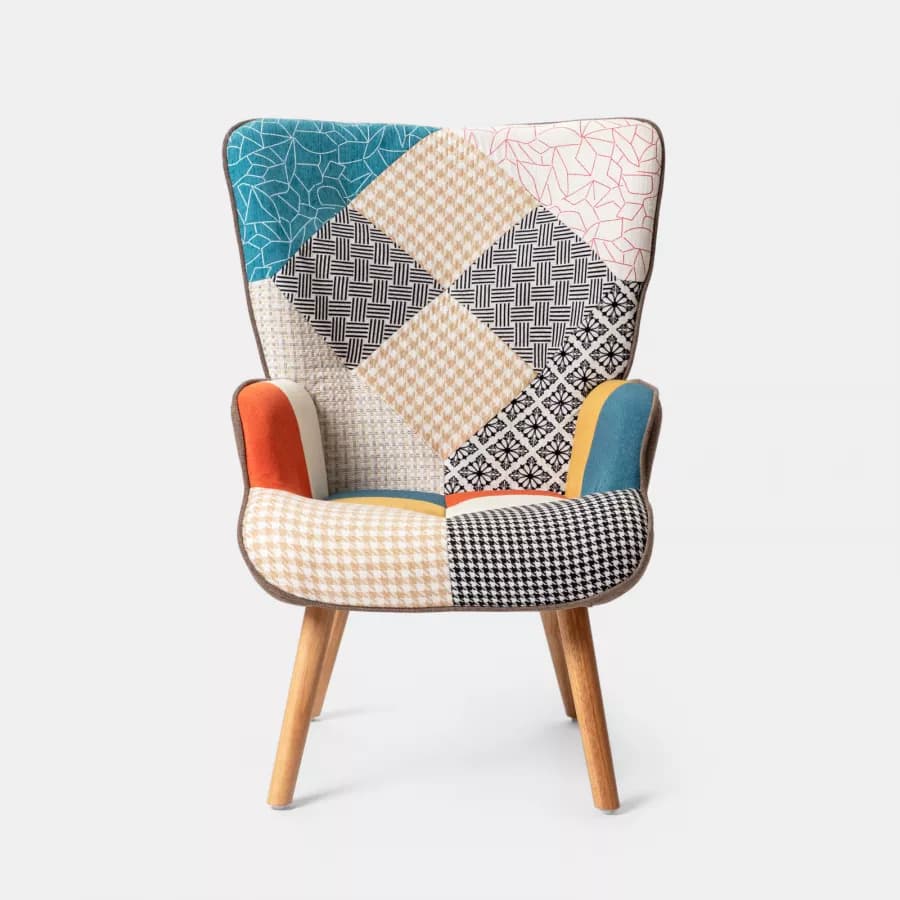 Poltrona scandinava in tessuto patchwork multicolor - Copenaghen