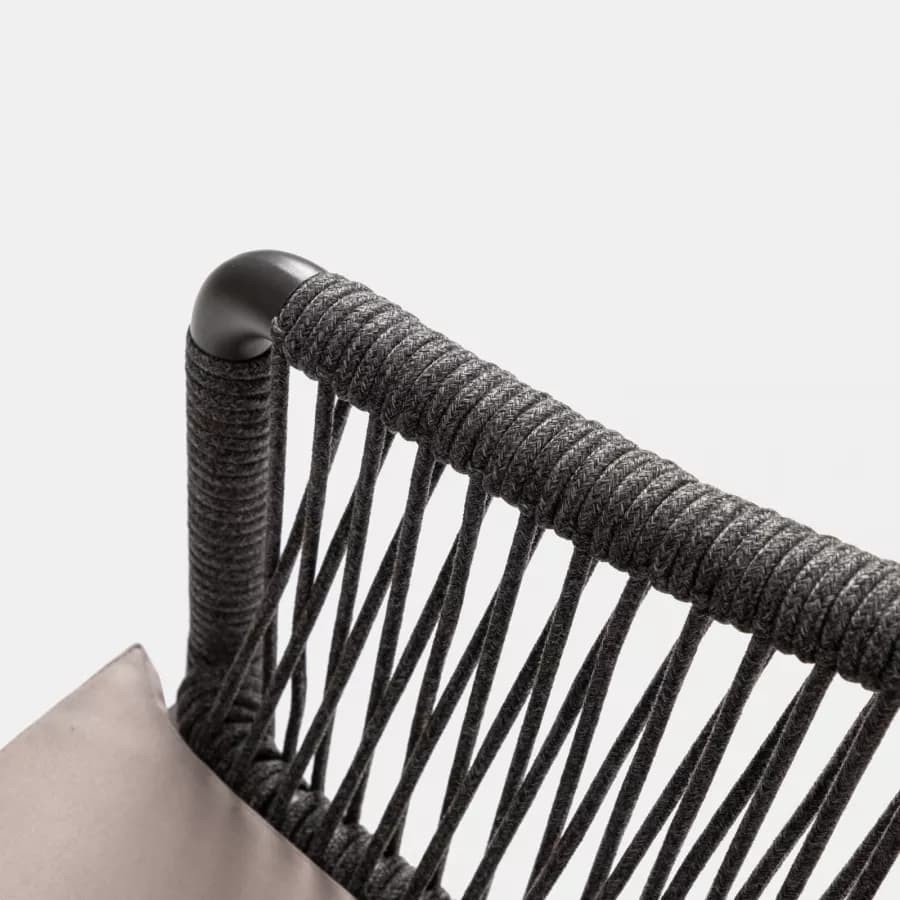 Poltrona in alluminio antracite e corda olefin con cuscino - Zelegant