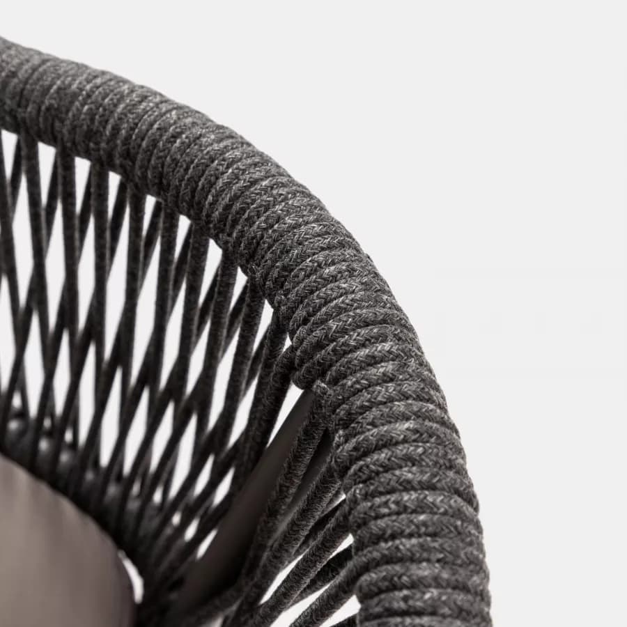 Poltrona in alluminio antracite e corda olefin con cuscino - Zelegant
