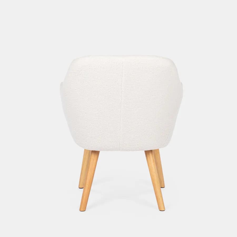 Poltrona in tessuto teddy bianco con gambe in legno - Yisa