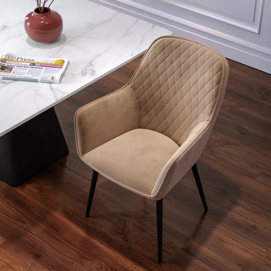 Poltrona con braccioli in velluto beige - Viper