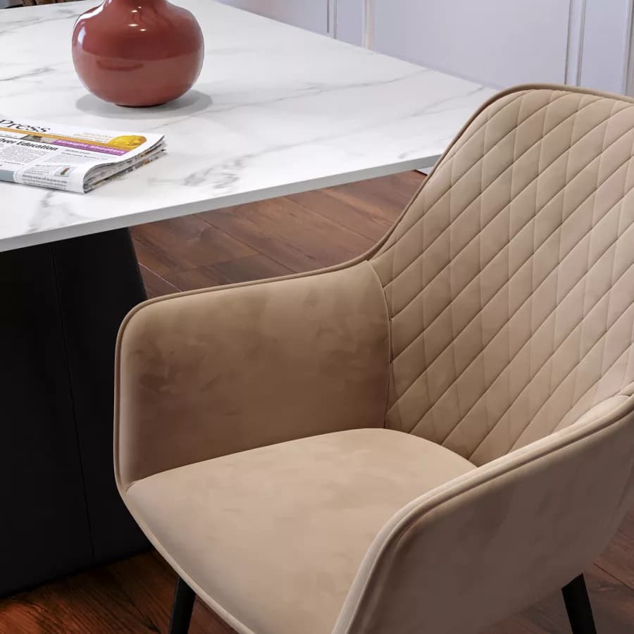 Poltrona con braccioli in velluto beige - Viper