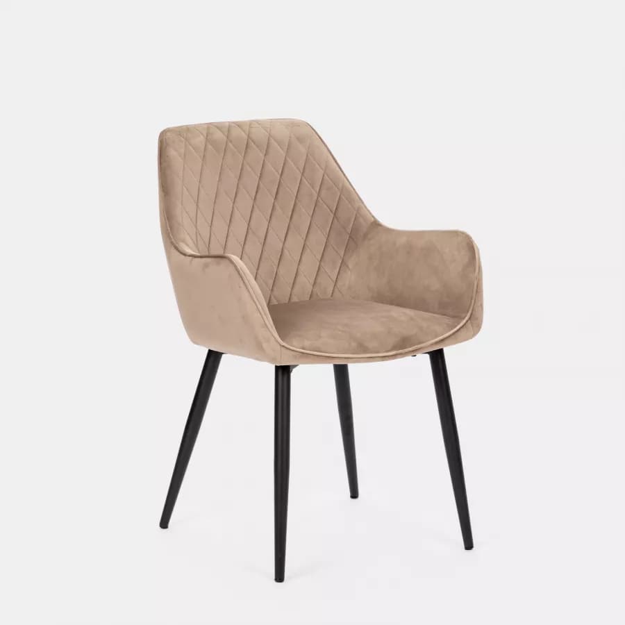 Poltrona con braccioli in velluto beige - Viper
