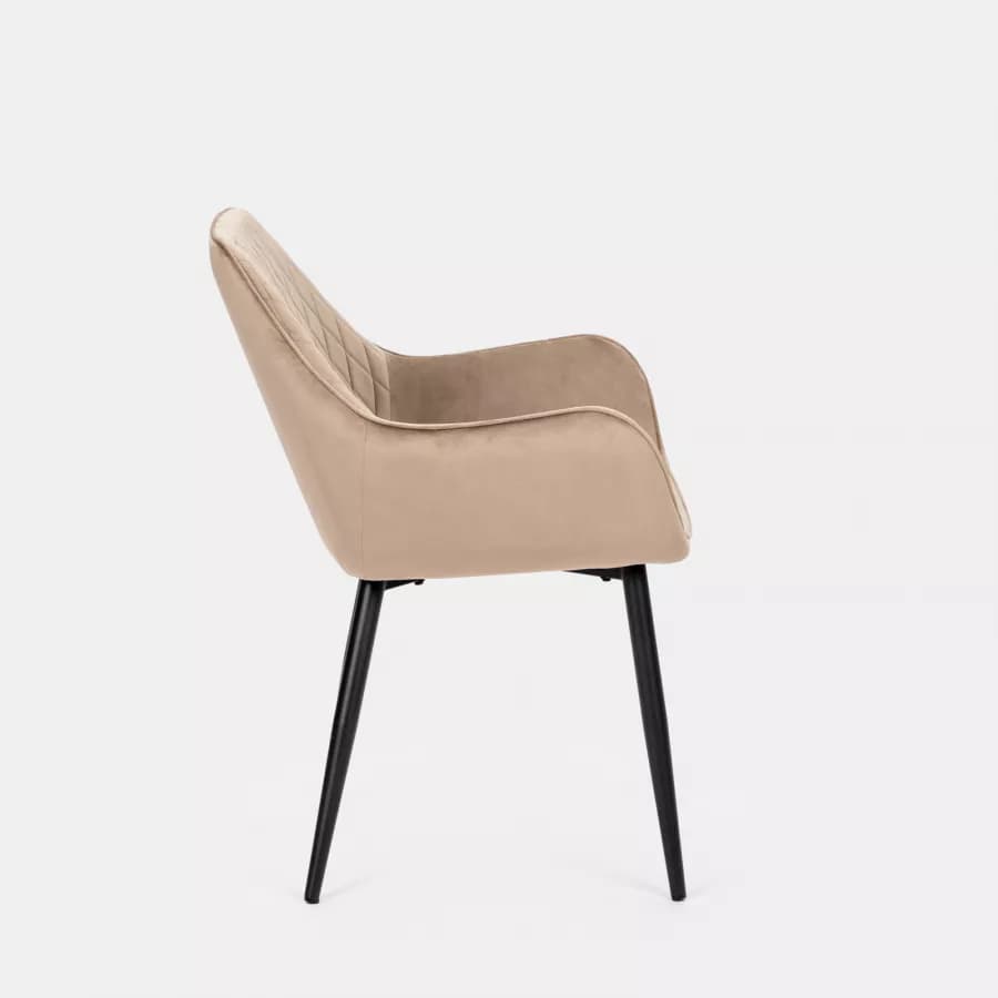 Poltrona con braccioli in velluto beige - Viper