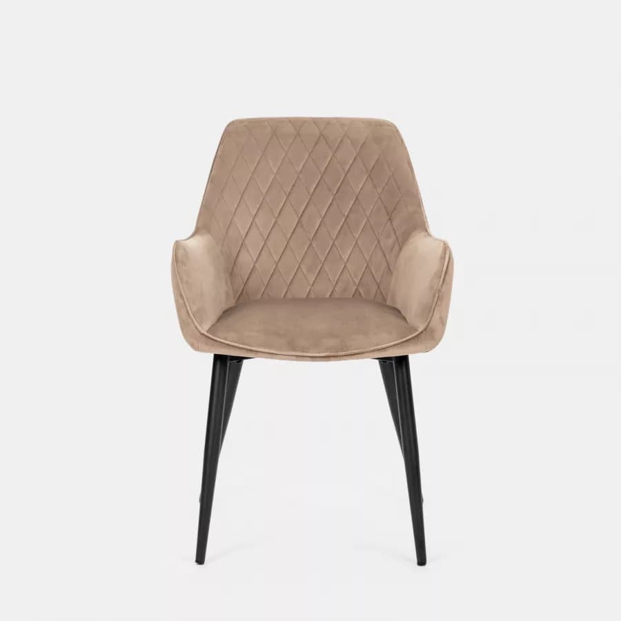 Poltrona con braccioli in velluto beige - Viper