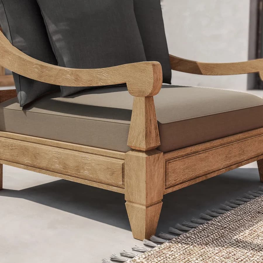Poltrona da esterno in teak con cuscini antracite - Iguazu