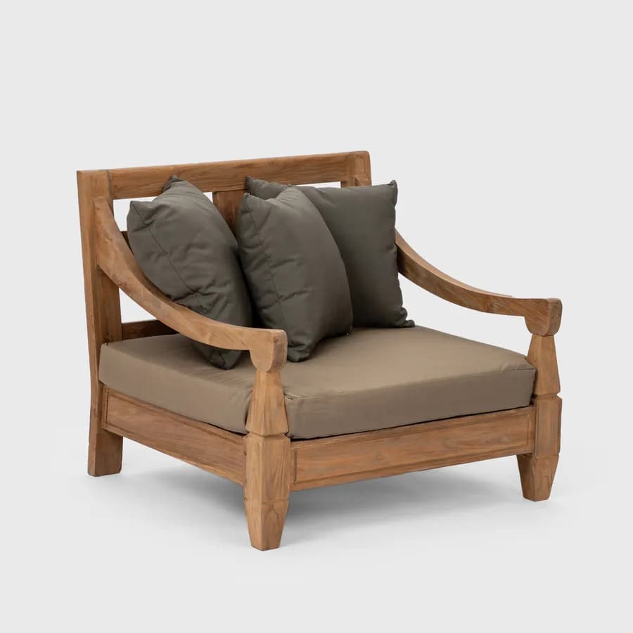 Poltrona da esterno in teak con cuscini antracite - Iguazu