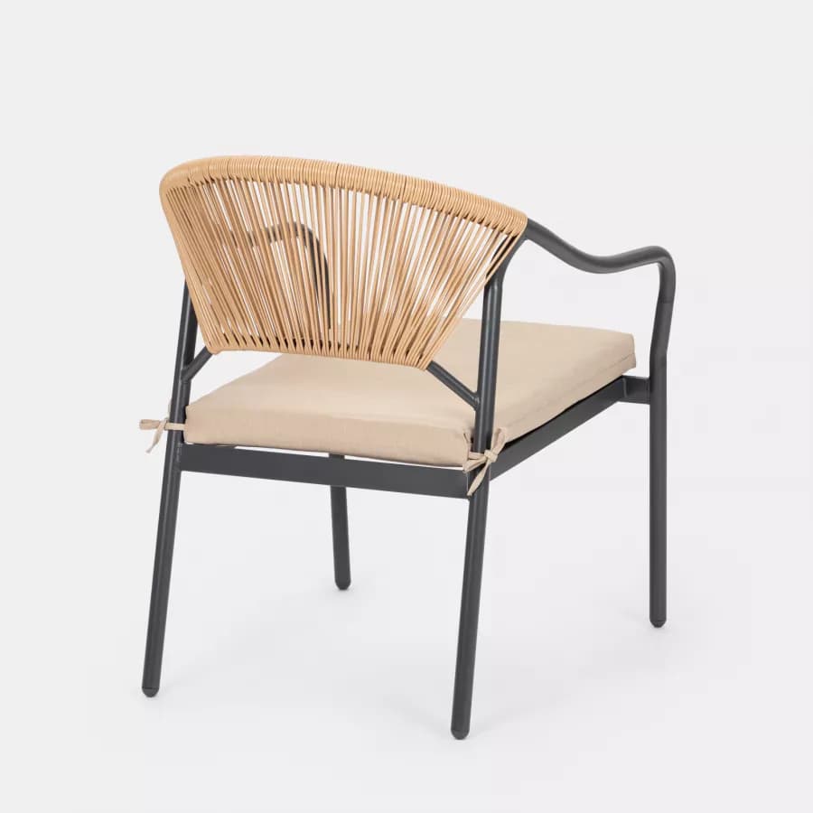 Poltrona da giardino 60x78h cm in acciaio antracite con cuscino beige - Evans