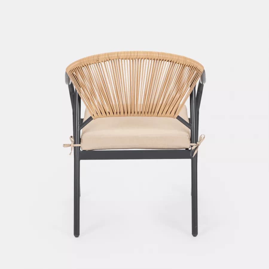 Poltrona da giardino 60x78h cm in acciaio antracite con cuscino beige - Evans