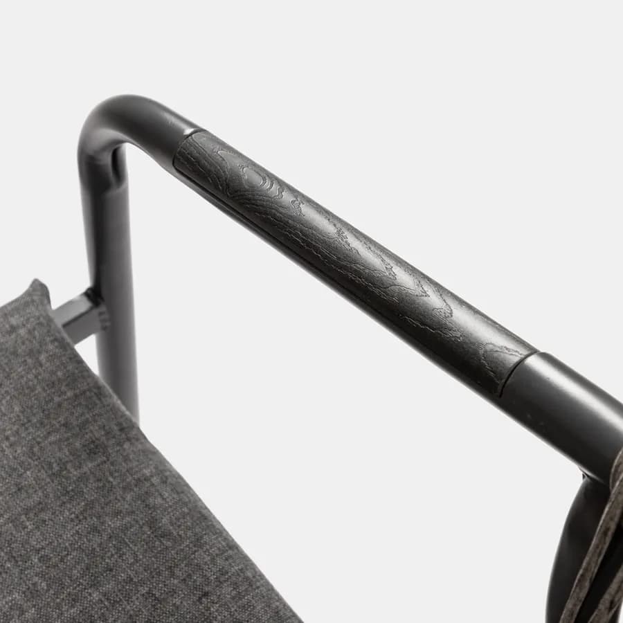 Sedia con braccioli effetto legno grigio in acciaio e corda grigio scuro - Reagan