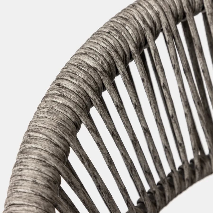 Sedia con braccioli effetto legno naturale in acciaio e corda grigio scuro - Reagan