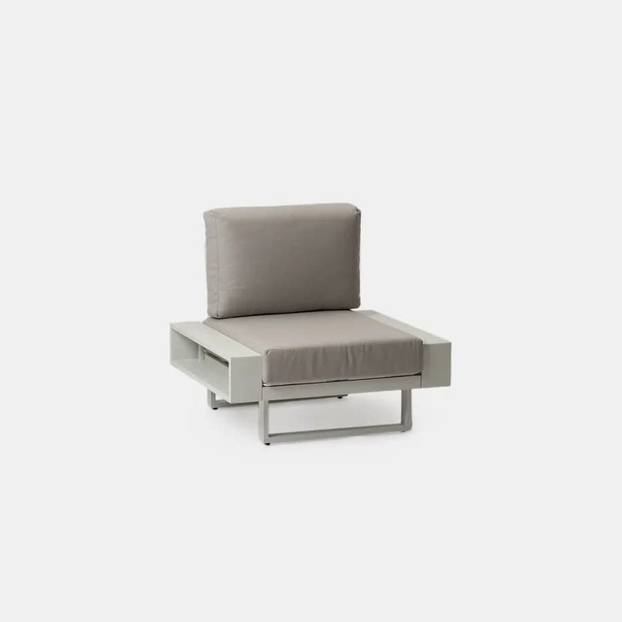 Poltrona da giardino in alluminio bianco con cuscini beige - Parfa