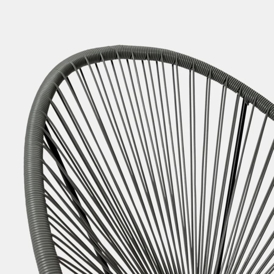 Poltrona da giardino in metallo nero rivestita in corda grigia - Kalimba