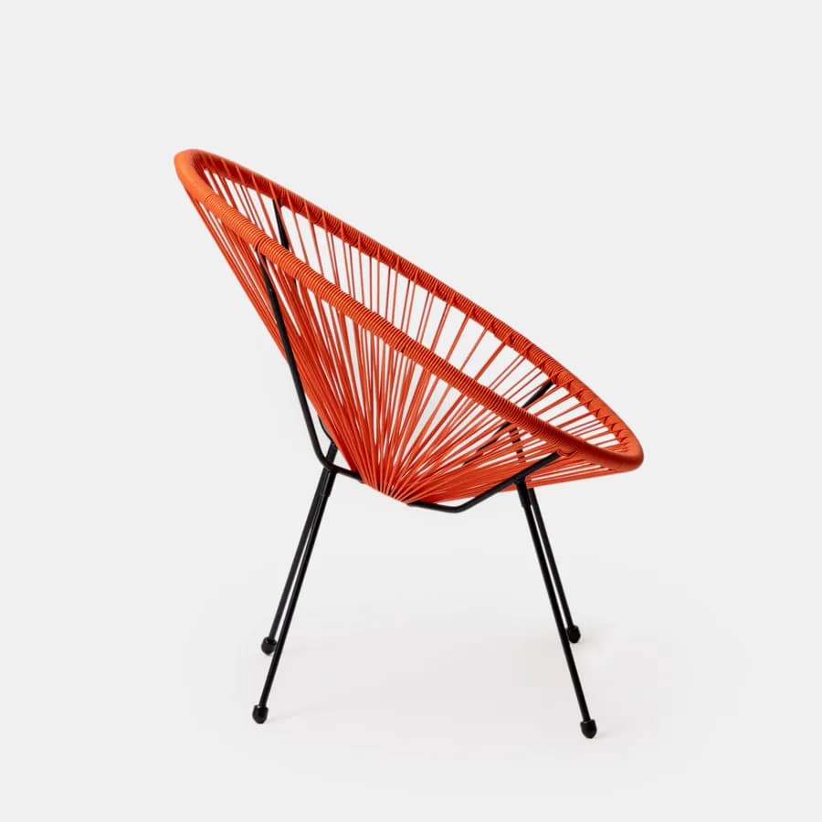 Poltrona da giardino in metallo nero rivestita in corda arancione - Kalimba