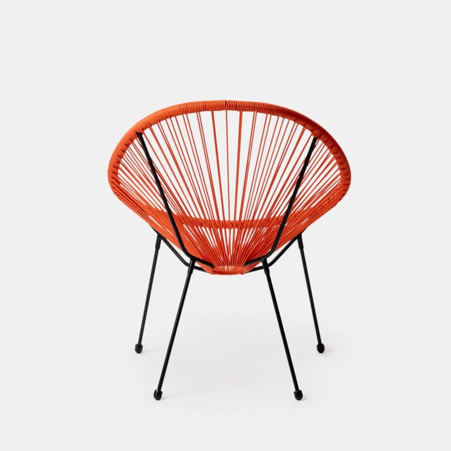 Poltrona da giardino in metallo nero rivestita in corda arancione - Kalimba