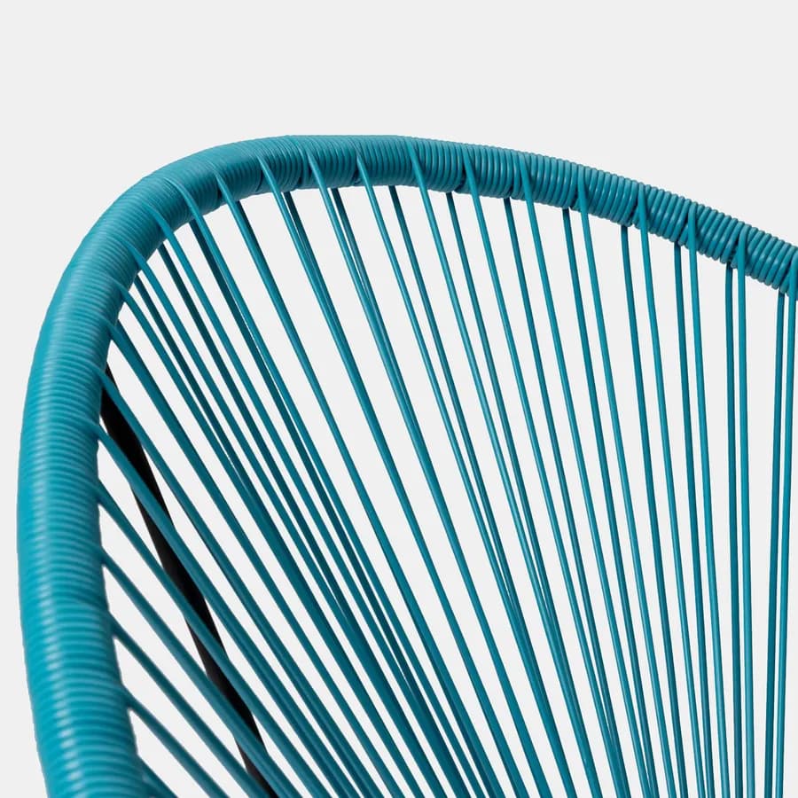 Poltrona da giardino in metallo nero rivestita in corda azzurro - Kalimba