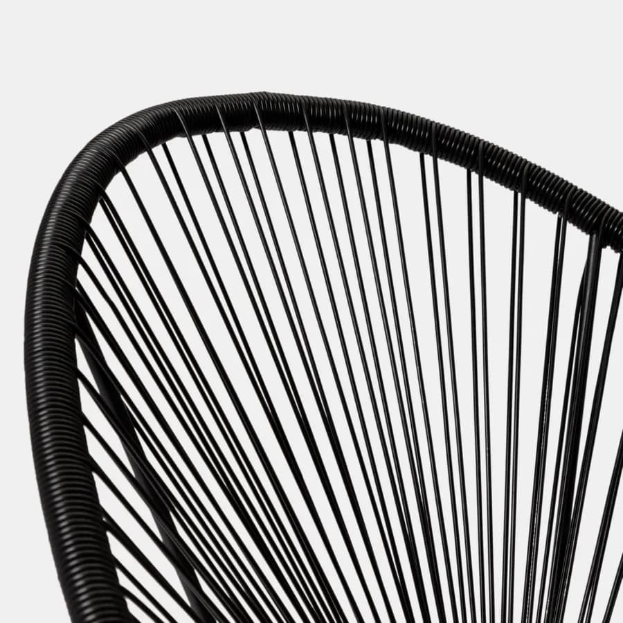Poltrona da giardino in metallo nero rivestita in corda nera - Kalimba