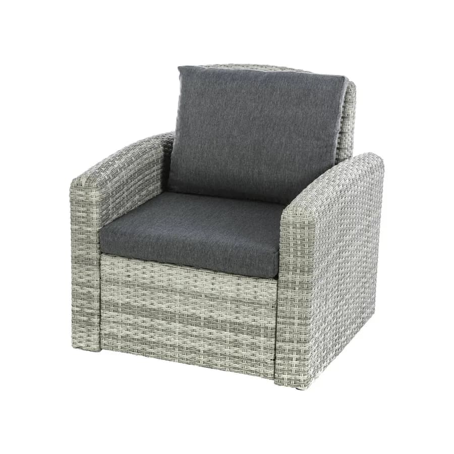 Poltrona da giardino in polyrattan naturale con cuscini - Zaltana