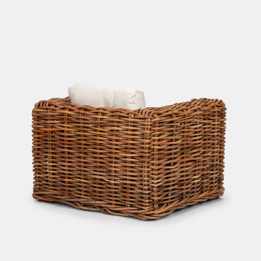 Poltrona in rattan naturale con soffici cuscin ecrù - Daril