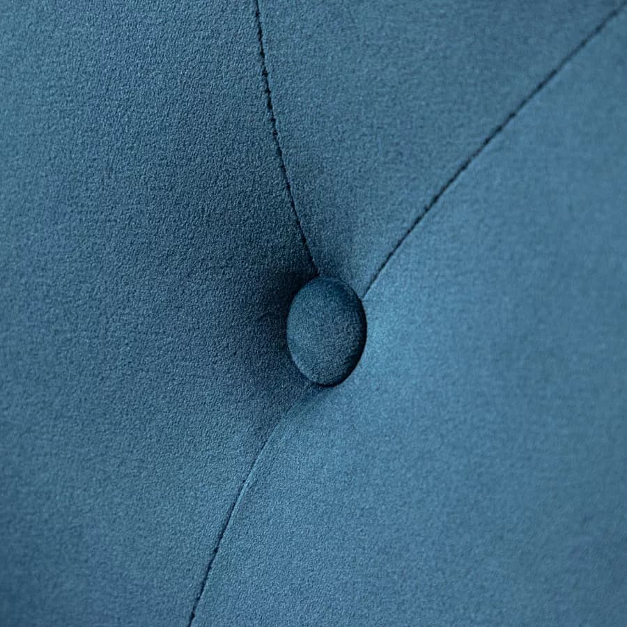 Poltrona da ufficio girevole imbottita in velluto trapuntato blu petrolio e base cromo - Sfinge Roller