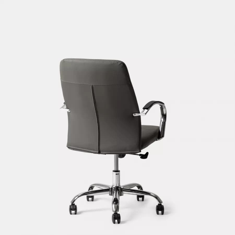 Poltrona da ufficio girevole in similpelle grigio scuro con struttura cromo - Supra