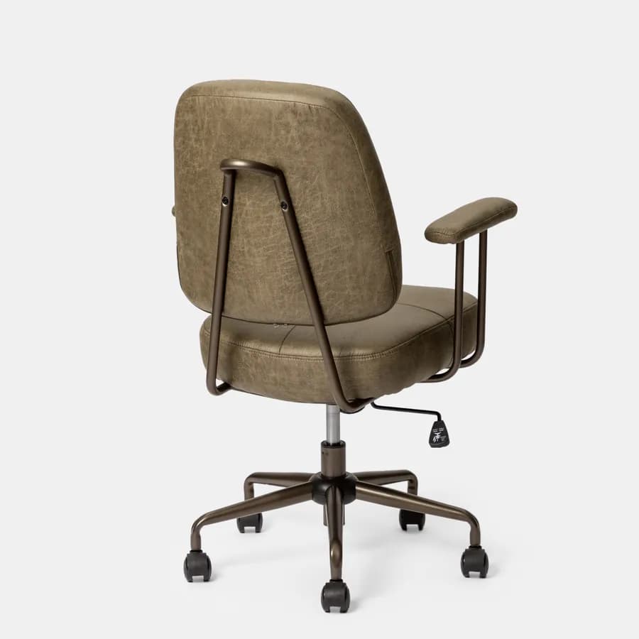 Poltrona girevole da ufficio in tessuto scamosciato verde scuro con base in bronzo satinato - Sirva