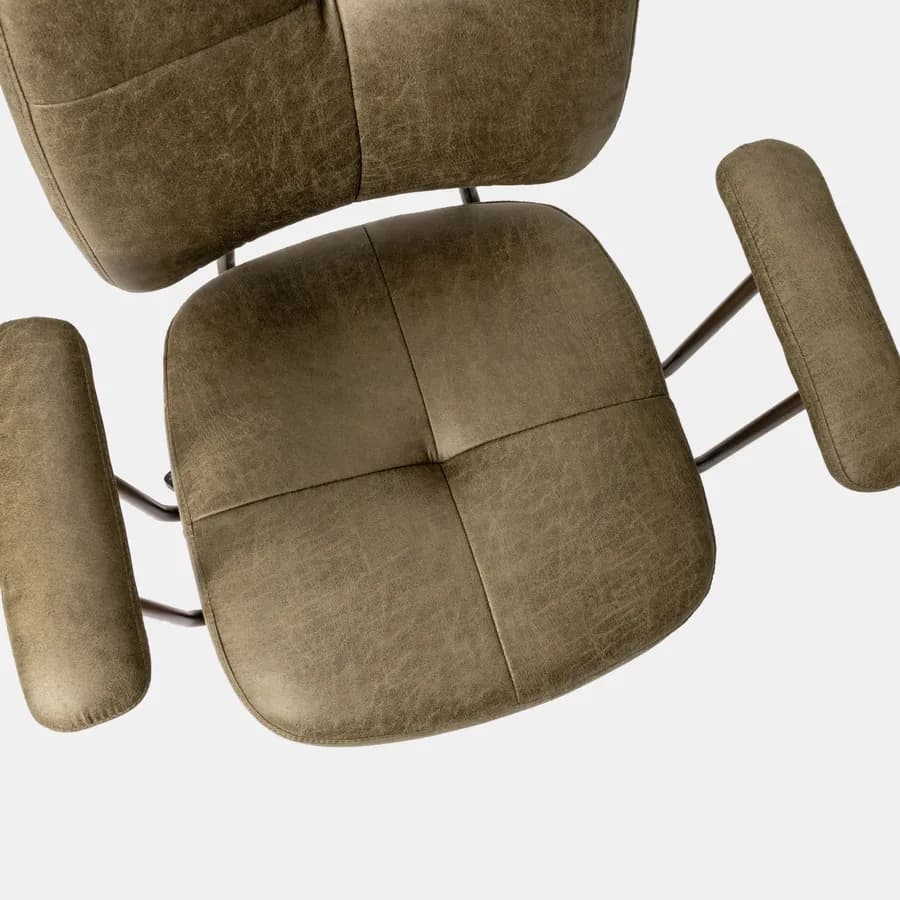Poltrona girevole da ufficio in tessuto scamosciato verde scuro con base in bronzo satinato - Sirva