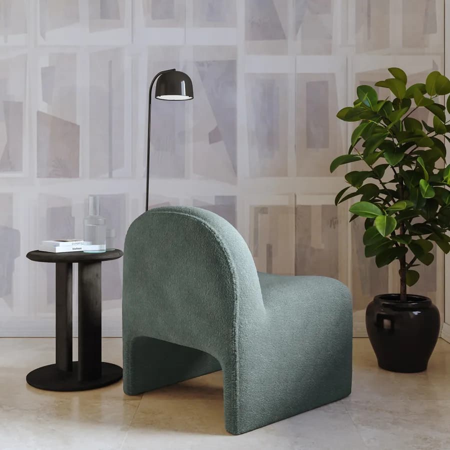 Poltrona dal design moderno in bouclé carta da zucchero - Niklam